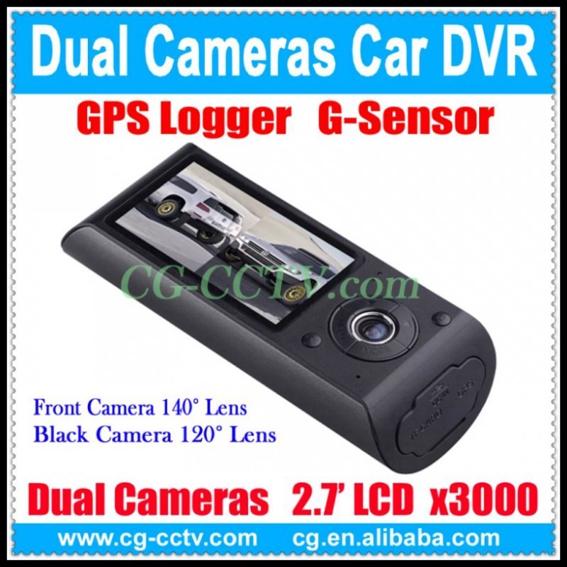 Original X3000 2.7 "LCD Wide Angle Dual Cameras Car Camera with GPS Logger,Freeshipping,Dropshipping