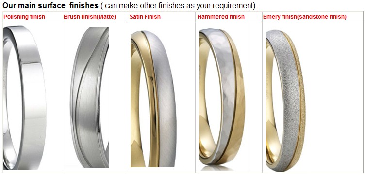 cncの結婚指輪リング、 ステンレス鋼の宝石象眼金、 わら仕上げバンド問屋・仕入れ・卸・卸売り