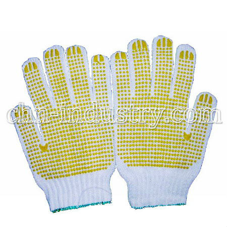 pvcの水玉模様の綿の安全作業手袋を編んだ問屋・仕入れ・卸・卸売り