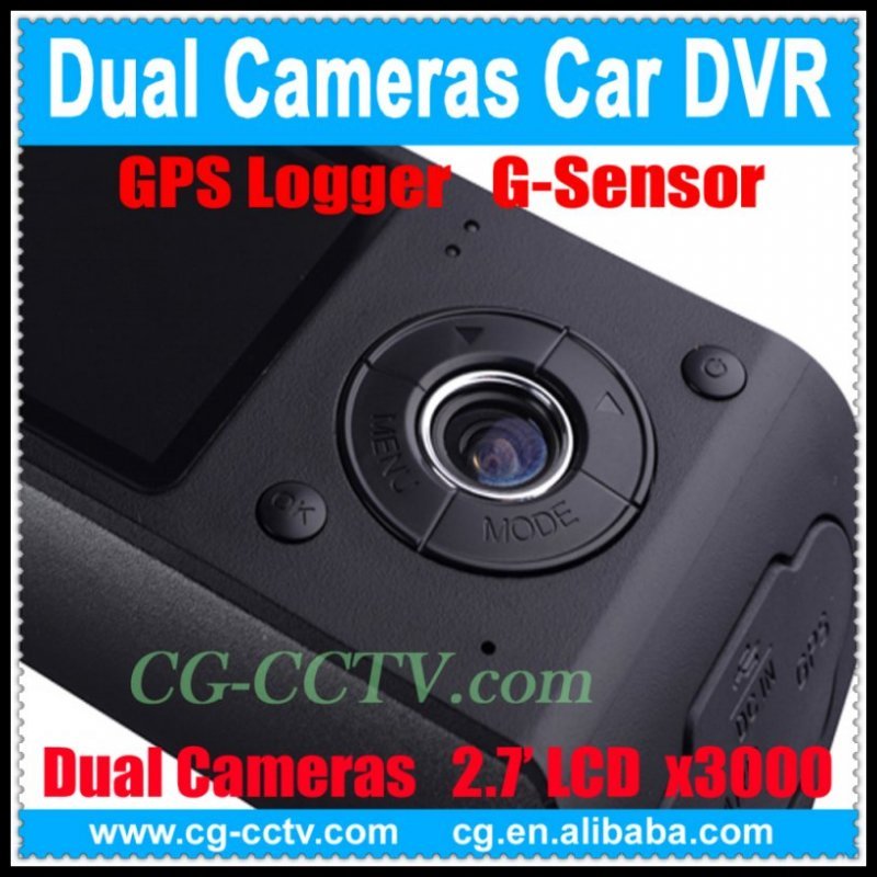 Original X3000 2.7 "LCD Wide Angle Dual Cameras Car Camera with GPS Logger,Freeshipping,Dropshipping