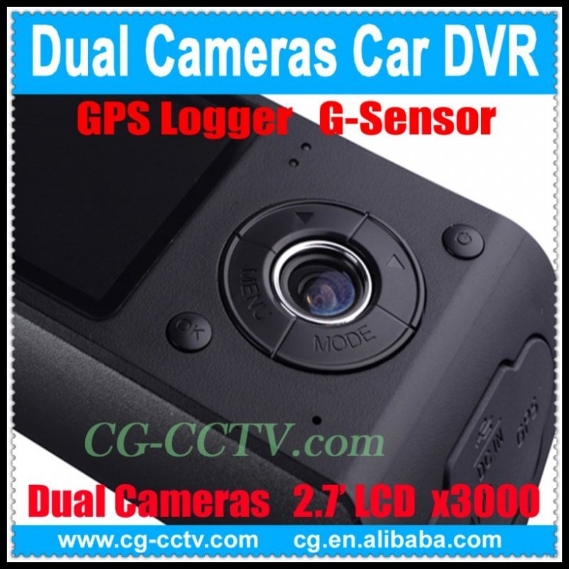 X3000 2.7 "LCD Wide Angle Dual Cameras Car DVR with GPS Logger,Freeshipping,Dropshipping