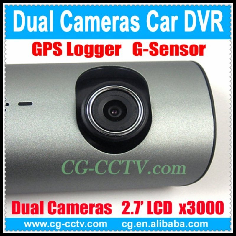 X3000 2.7 "LCD Wide Angle Dual Cameras Car DVR with GPS Logger,Freeshipping,Dropshipping