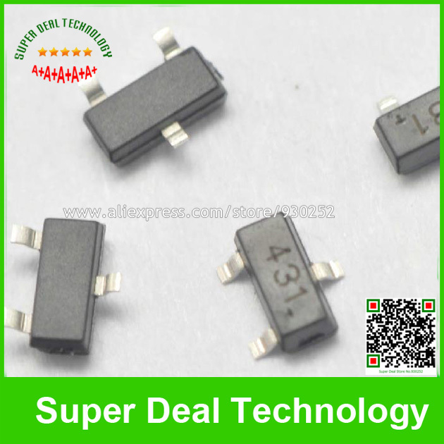 Купить 200pcs/много tl431 431 sot23 напряжения регулятор smd транзистор ...