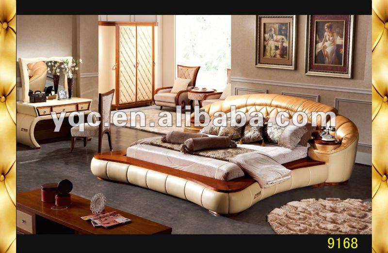 High Class Italian Leather Round Bed Set 9086 - Buy Leather Bed ...