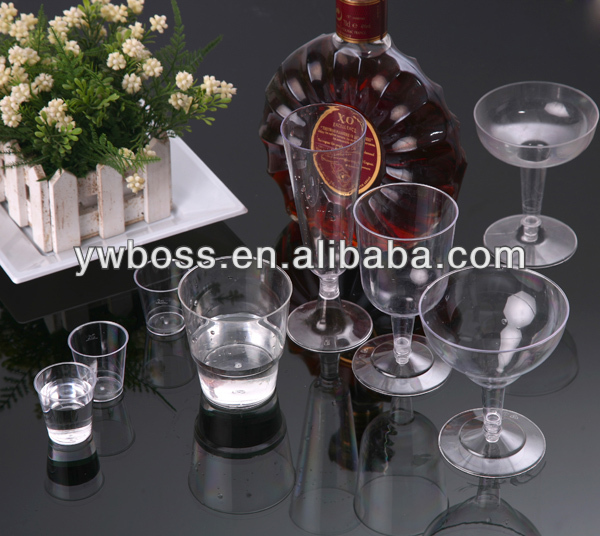 ps siver coated and clear plastic disposable metal champagne flutes