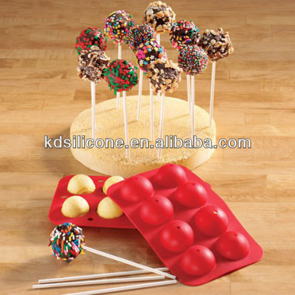 LFGB&Silicone pop chocolate mold,cake pop baking mold,8 holes lollipop making mold