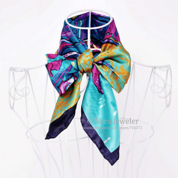 FS003211-PK 600 van gogh\'s irises 34 square 100% satin silk scarf hand rolled edges (7)