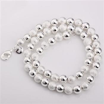 fashion jewelry,925 sterling silver 8MM Scrub BEADS Necklace , HOT SAL N172