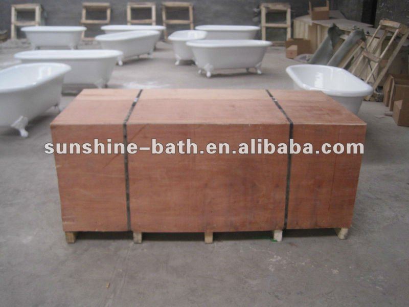 top Enameled double freestanding cast iron bathtub SW-1001