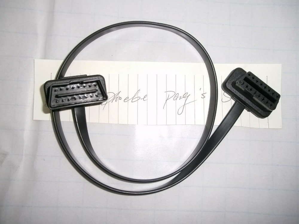 Flat+Thin As Noodle 60cm OBDII OBD2 16Pin Male to Female ELM327 Diagnostic Extension Cable Interface Wholesale (2)