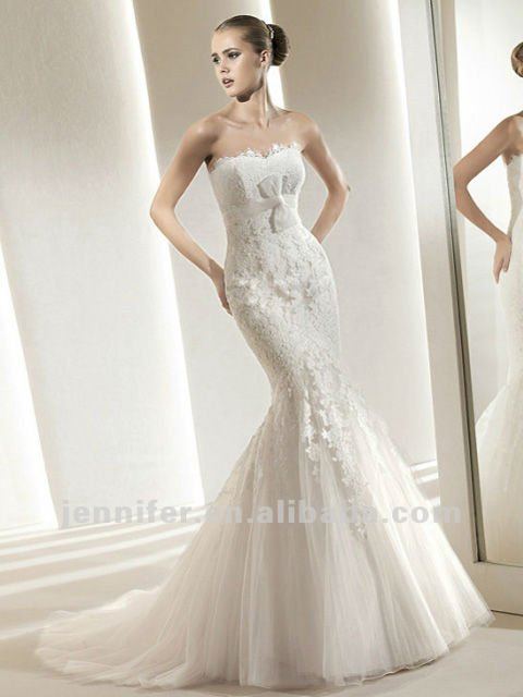 Mermaid Embroidered Grecian style wedding dresses bs443 
