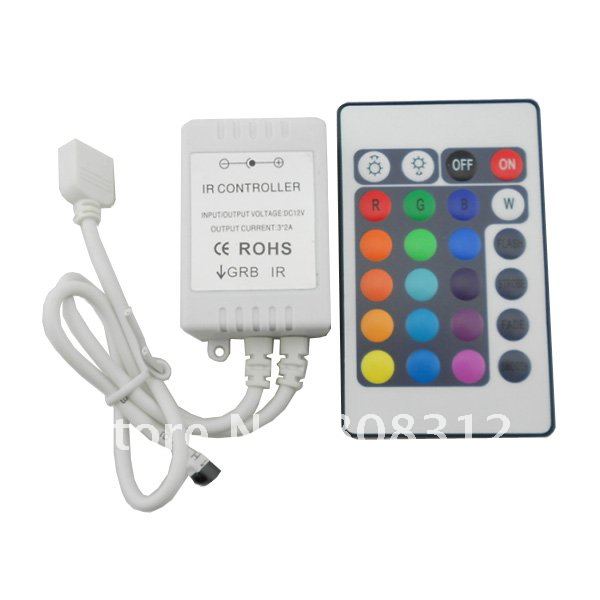 Free Shipping 10M 5050 RGB waterproof Flexible Strip tape 30led/Meter + IR 24 key controller + 1 to 3 rgb connector + DC cable
