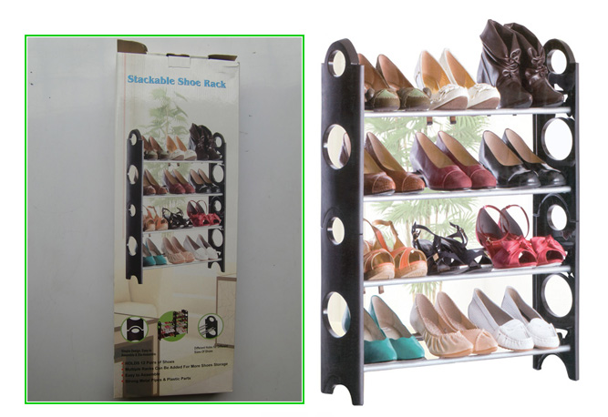 12 Pair 4 layers Hot selling Stackable Shoe Rack