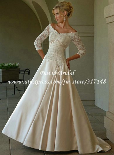  Off the Shoulder A Line Vintage 2012 Lace Long Sleeve Wedding Dresses