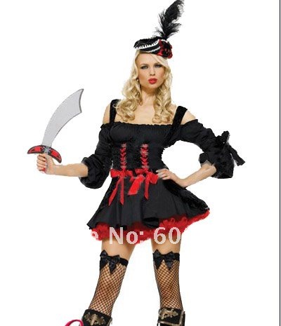 Dress Model Halloween on Black Pirates Dress Halloween Clothes  2pcs Dress Hat  W2032