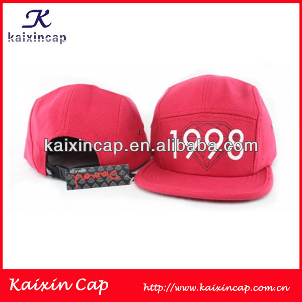 Fashional Red Wine Color 5/Five Panel Cap And Hats Leather Patch 5 Panels Caps Hat