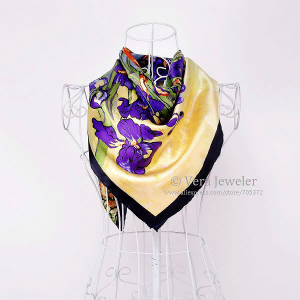 fs003211-pl van gogh\'s irises 34 square 100% satin silk scarf hand rolled edges (3)