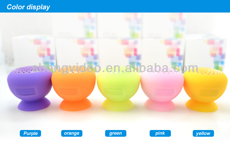Mini bluetooth mushroom speaker Silicone sucker can sorb any hardware of the phone or as a bracket put in cars