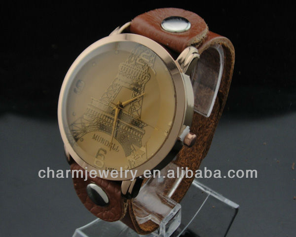 熱い販売のエッフェル塔ユニセックス腕時計本2014年wl-035レザーストラップの腕時計問屋・仕入れ・卸・卸売り