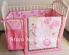 New Pink Butterfly Girl Baby Crib Cot Bedding Set 5 items Includs Quilt Bumper Sheet crib skirt Diaper Stacker Free Shipping