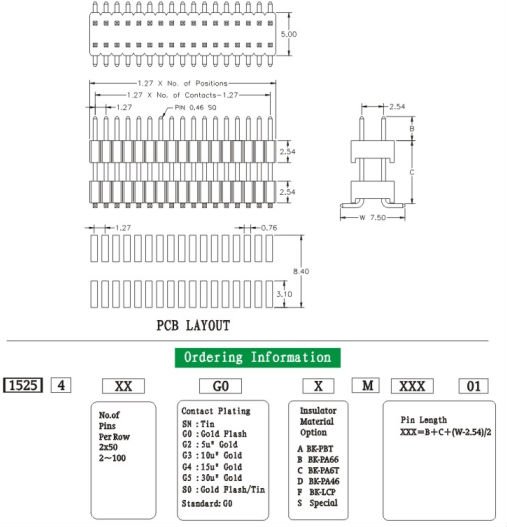 二重列の1.27*2.54mmピンヘッダーの電気コネクタ仕入れ・メーカー・工場