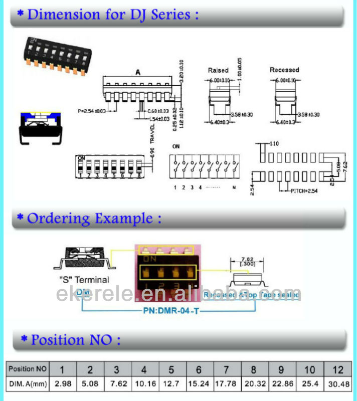 Smd1月12日位置トリ- 状態トップテープ密封icディップスイッチ問屋・仕入れ・卸・卸売り