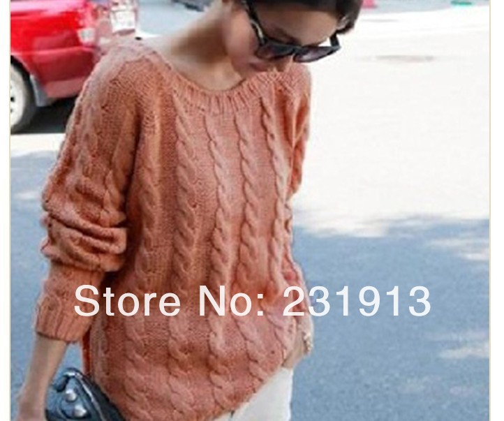 Женский пуловер New Listings Thick Round Neck Pullover Loose Twist Retro Sweater Женский пуловер New Listings Thick Round Neck Pullover Loose Twist Retro Sweater