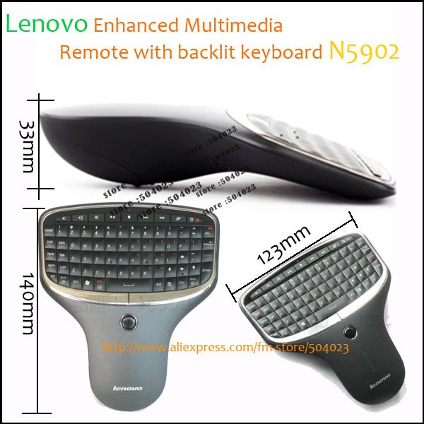 Free shipping Lenovo N5902 Mini PC TV 2 in 1 2.4G Multimedia Remote with Keyboard and Mouse With Retail Packaging