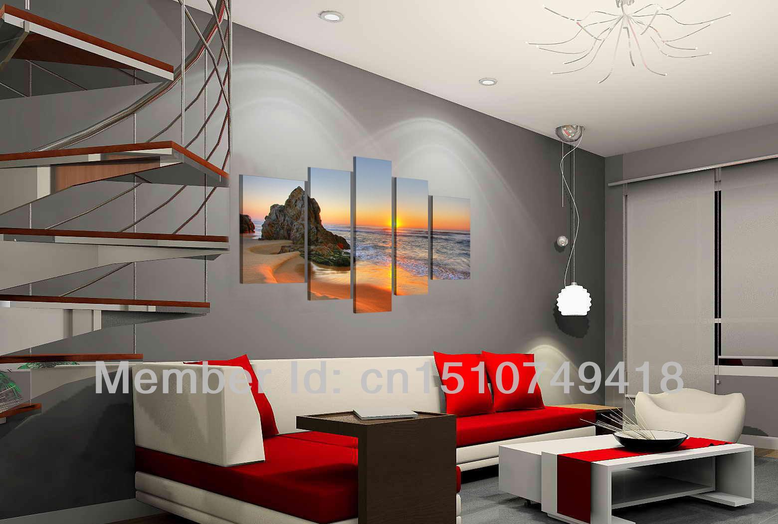 Living Room Modern Wall Art For Living Room 2016 hand painted modern wall art living room hall decor realistic golden sunshine ocean rock 11 1