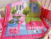 New Pink Animals Girl Baby Crib Cot 6pcs Bedding Sets 3 items Including Learning Quilt Bumper Sheet Free Shipping