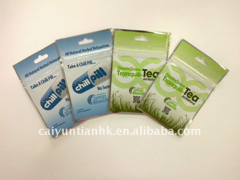 small personalized tea bag with zipper and euro slot