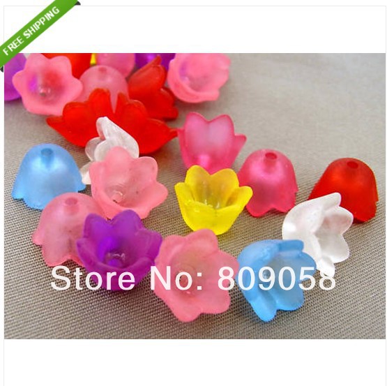 100 pcs Pink 12mm Frosted Acrylic Lucite Flower Beads