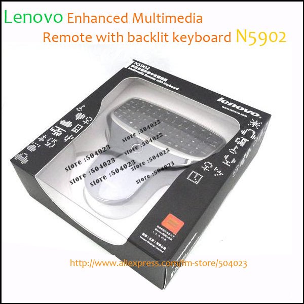 Free shipping Lenovo N5902 Mini PC TV 2 in 1 2.4G Multimedia Remote with Keyboard and Mouse With Retail Packaging