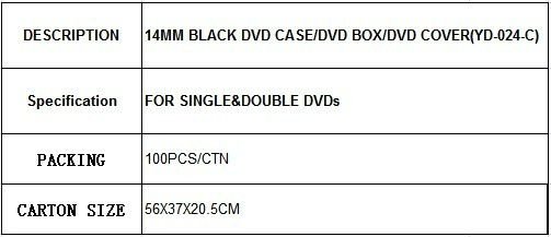 14MM黒いDVD CASE/DVD BOX/DVDのカバー(YD-024-C)問屋・仕入れ・卸・卸売り