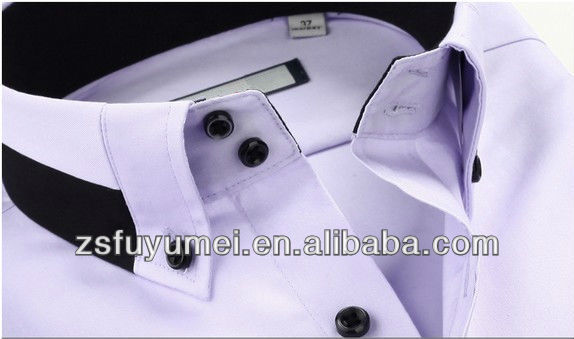 2013紳士服ブランド綿100％のコントラスト- カラーボタン- 襟のドレスシャツダウン男性用問屋・仕入れ・卸・卸売り