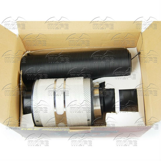 Universal 76MM 3 inch Black Carbon Fiber Cold Air Intake Pipe Filter Kit With Flexible Pipe DSC_1623