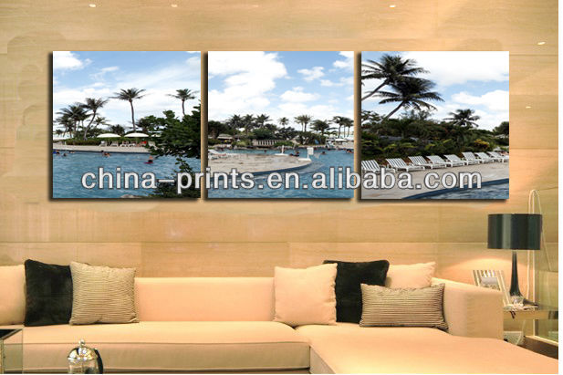 Triptych Coconut Tree Modern Art Print On Canvas