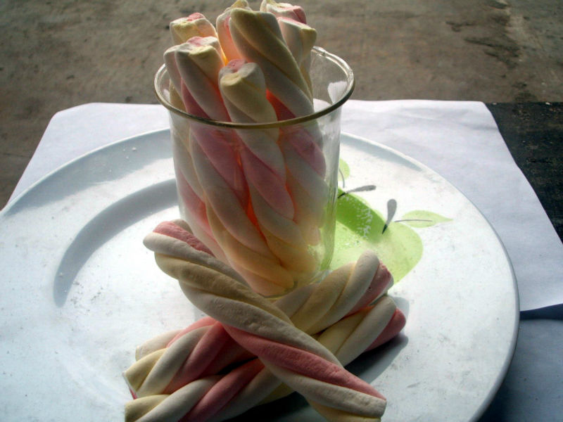 Multi-color long twist marshmallow candy