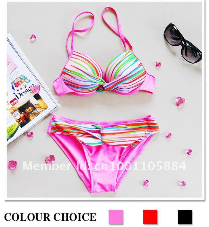 Rainbow Multi Color Striped Bikini_01.jpg