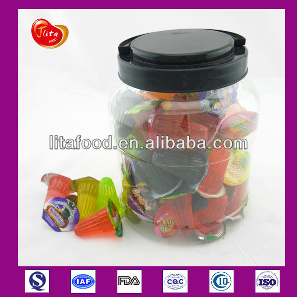 Assorted flavored candy 100pcs 19g gelatina in round jar