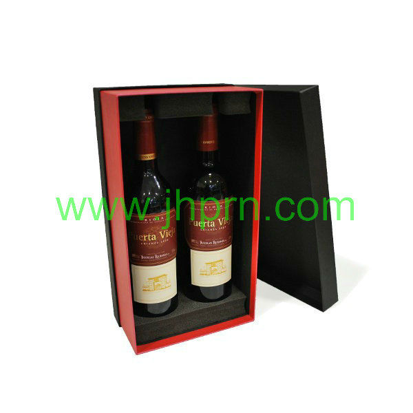 Red lid black bottom base and lid champagne package box