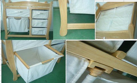 Baby Changing Table With Hamper And Three Folding Storage Boxes ...