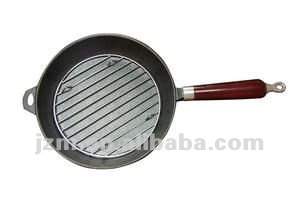 wood handle cast iron grill pan