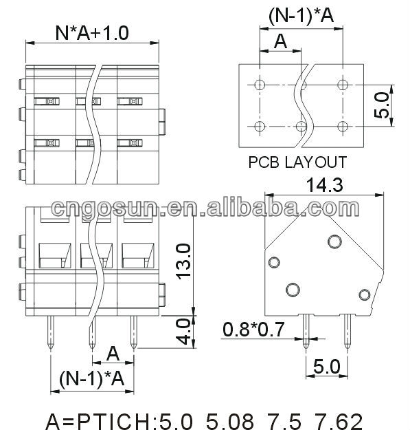 端子台コネクタピッチ3.5mmの- pitch7.62mm仕入れ・メーカー・工場