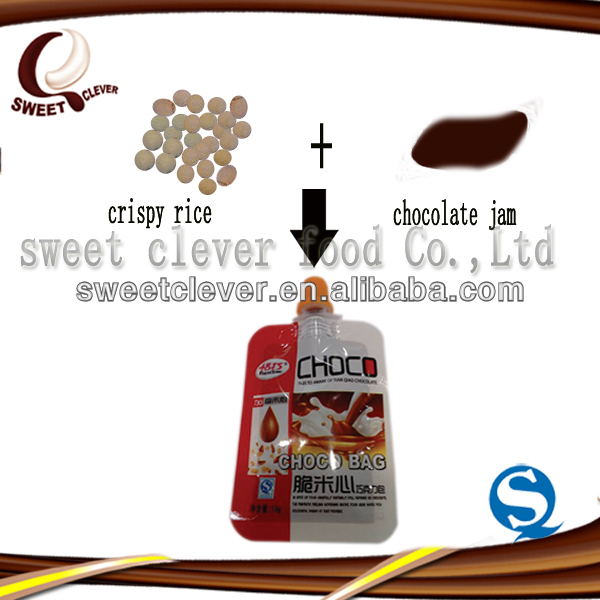 chocolate sauce mixed with crispy rice