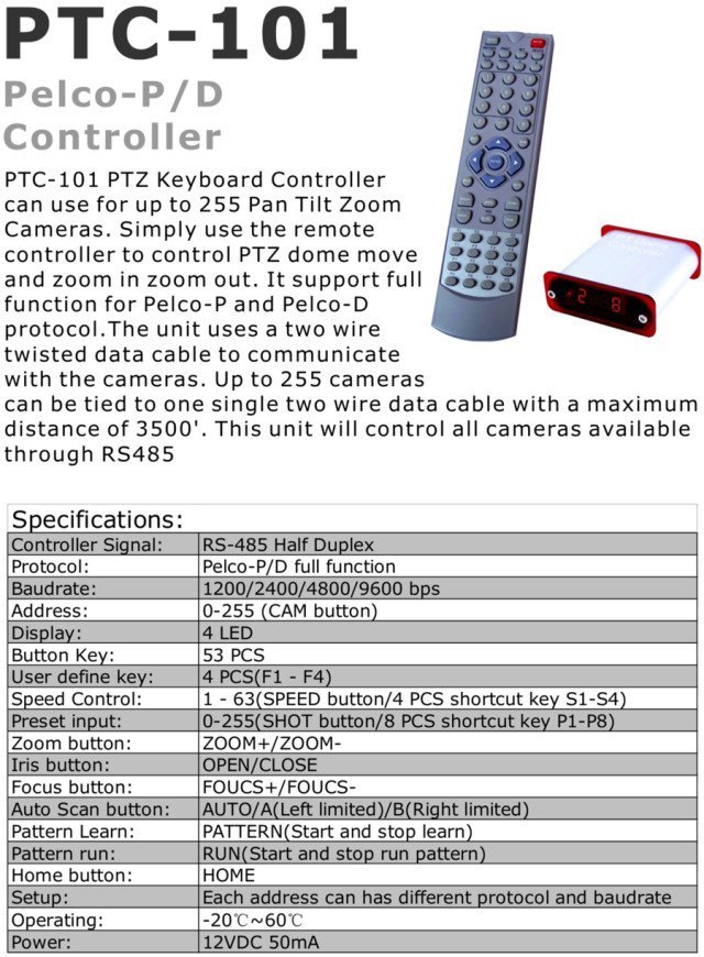 PTC-101 Wireless remote Controller ptz controller