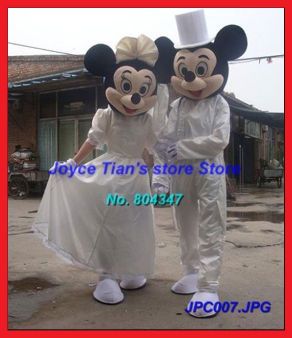 2011 Newest Cute Version White Minnie micky mouse mascot Costume Cartoon