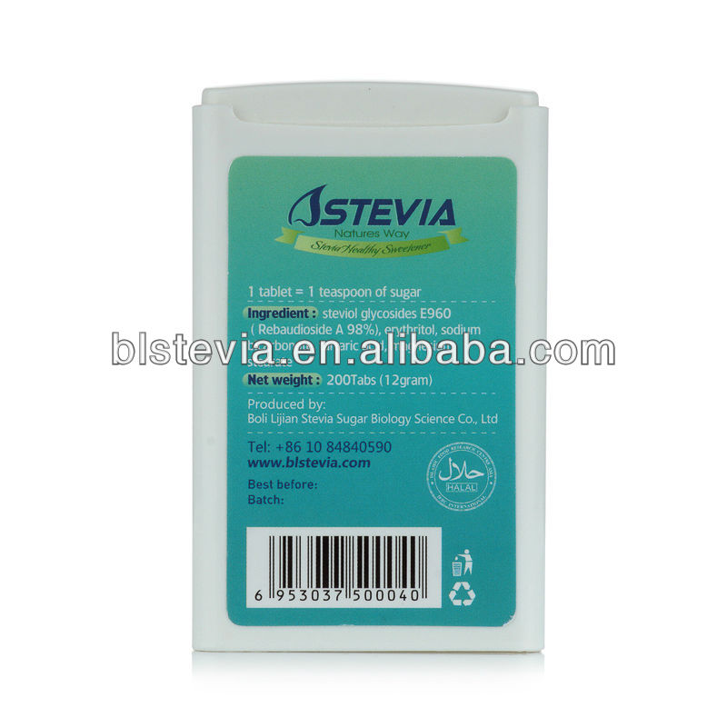 Stevia tablets/pills in dispenser on blister (instant soluble)