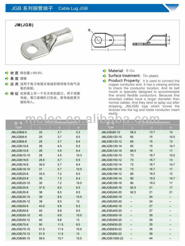Jm( ＪＧＢ)、 銅圧着ラグとベルマウス仕入れ・メーカー・工場