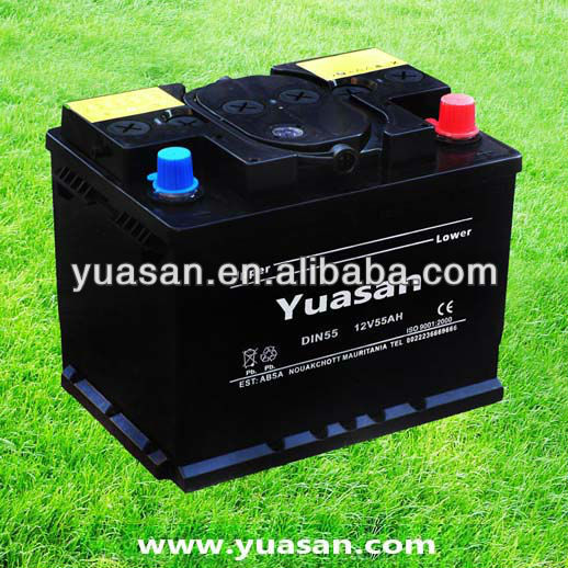 専門的に鉛の酸DIN 12V 55AHを作り出すYuasanは最もよいカー・バッテリーの工場を乾燥する問屋・仕入れ・卸・卸売り